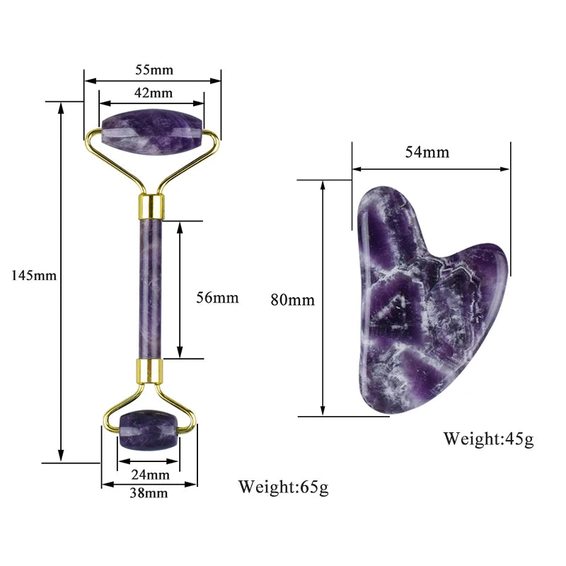 Amethyst Roller & Gua Sha Set – Luxe Skincare for Glowing Skin | Fideliestore